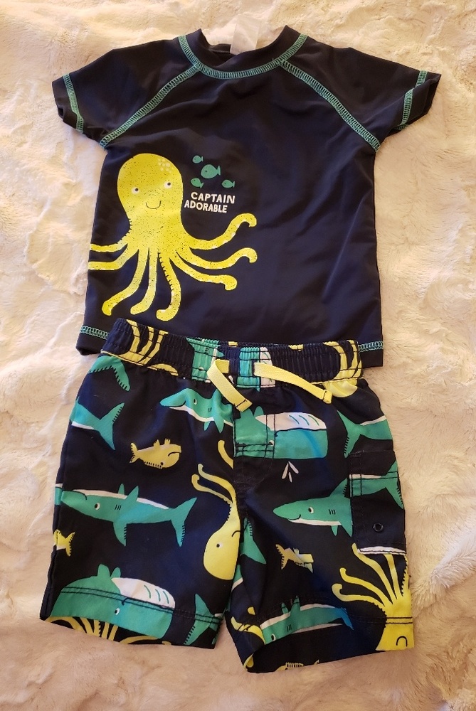 Baby boy swim suit and rash guard set